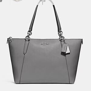 Coach Ava Tote Crossgrain Leather Bag Women SZ Medium Travel Laptop Office Gray